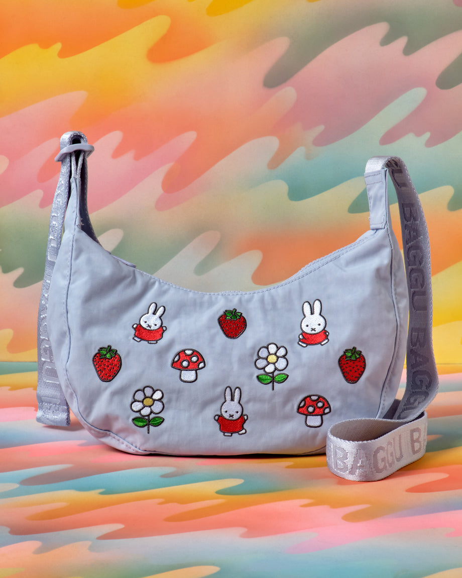 Embroidered Miffy Small Nylon Crescent Bag – Crush