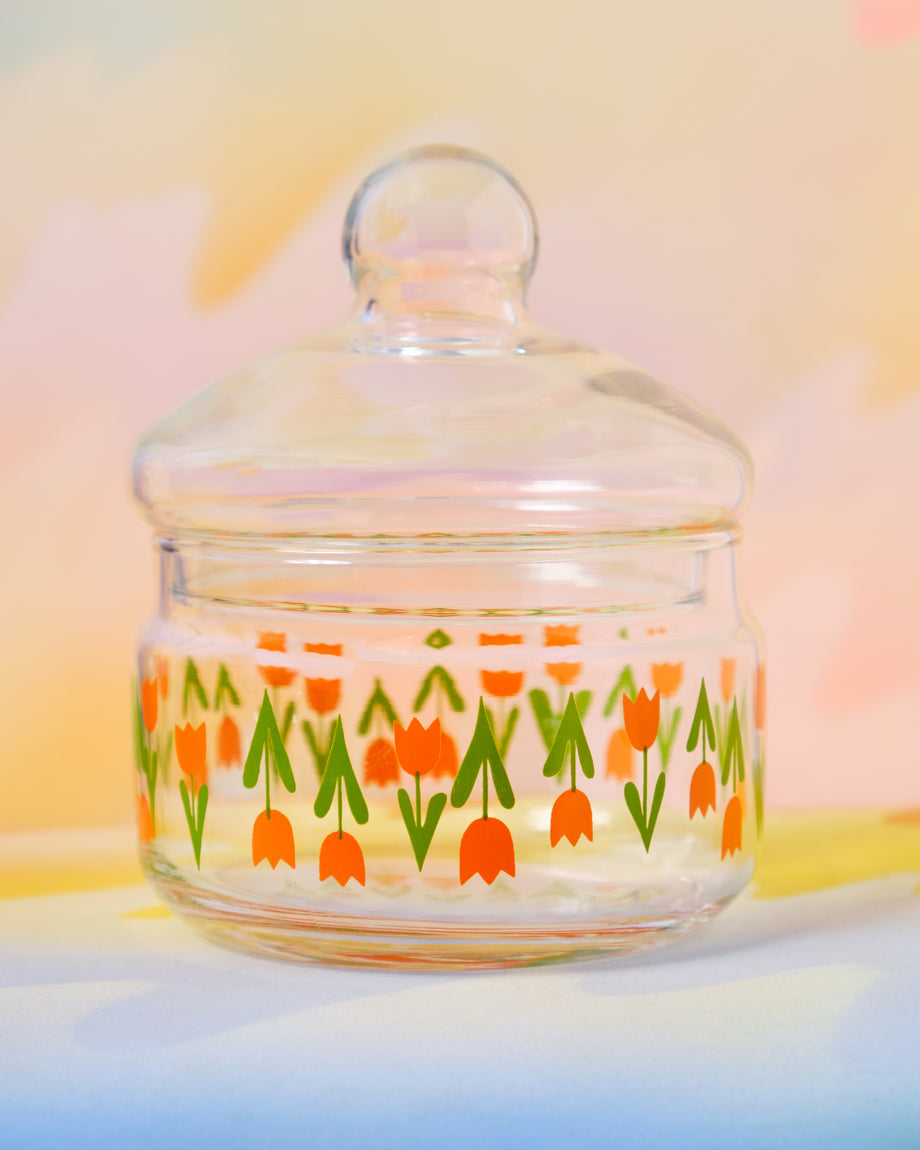 ADERIA Retro Candy Jar with Glass Lid Baby's Breath – Omoi Life Goods