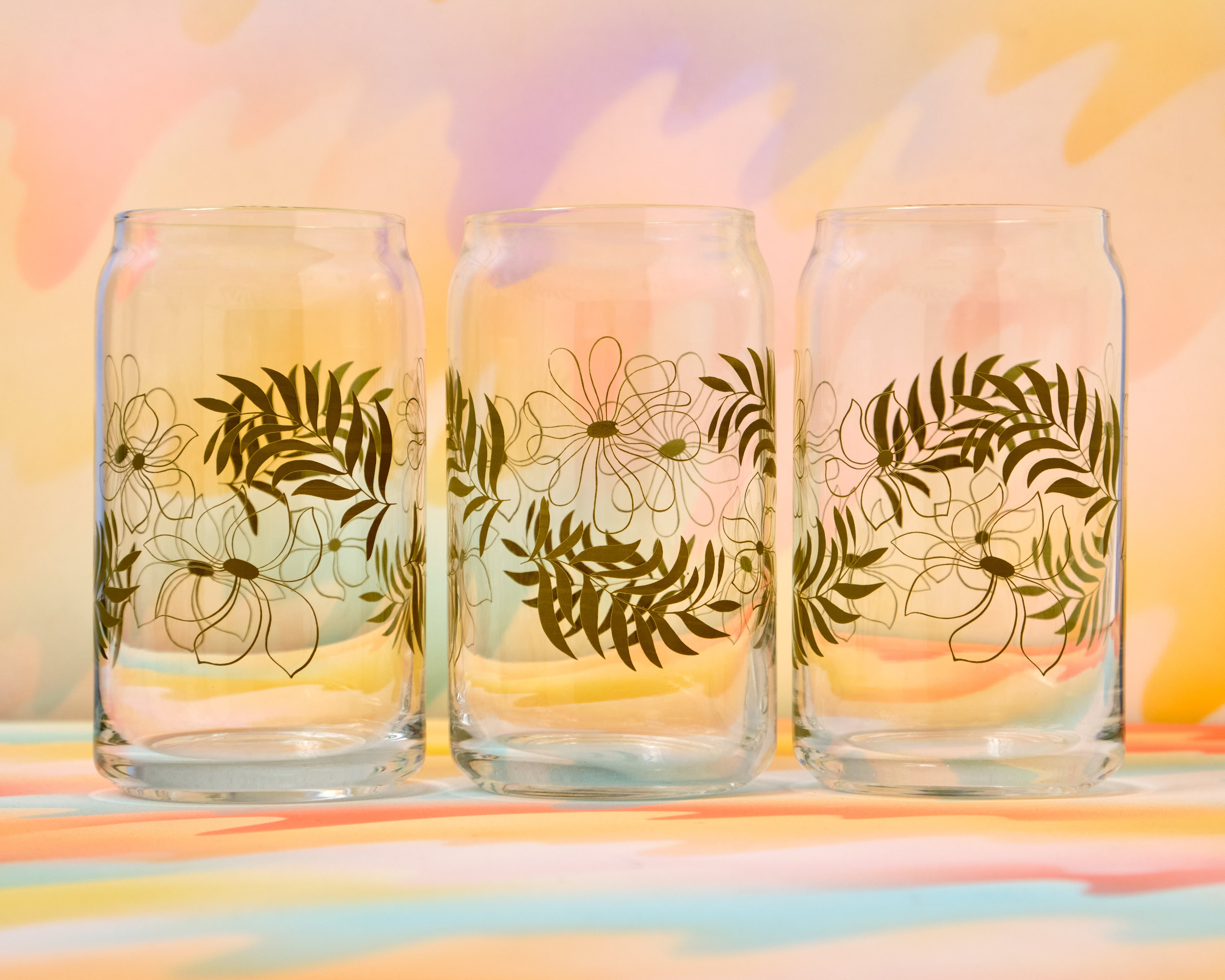 Crush Funky Floral Drinking Glass