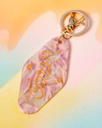 Cottage Florals Hard Enamel Gold Keychain