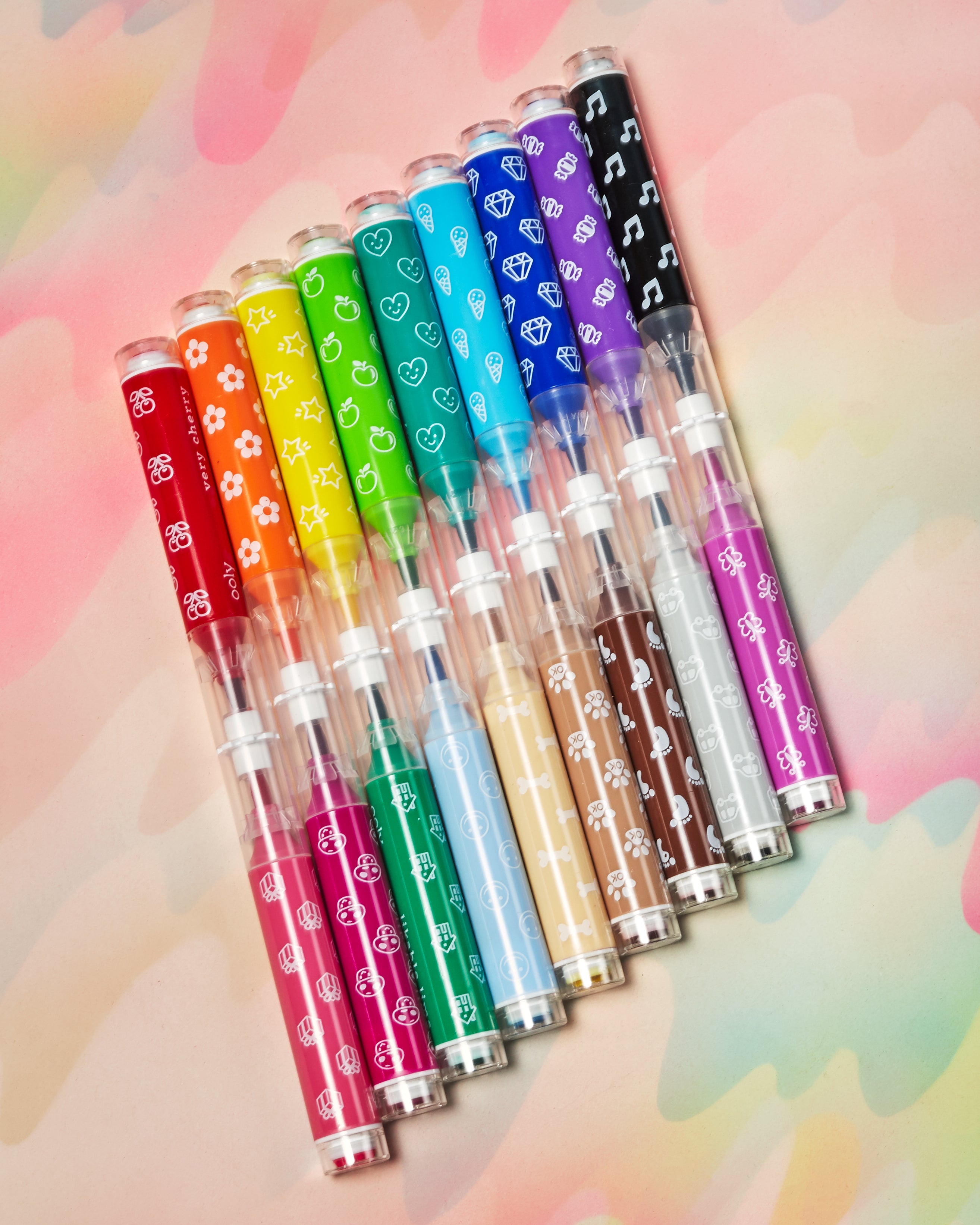 Ooly Double-Sided Stampable Markers, Washable Markers, Marker Stamps and  Brush Tip on Each Side, Stamp Colored Markers, Cute School Suplies, Markers